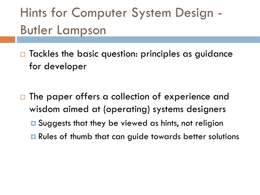 hints for computer system design butler lampson