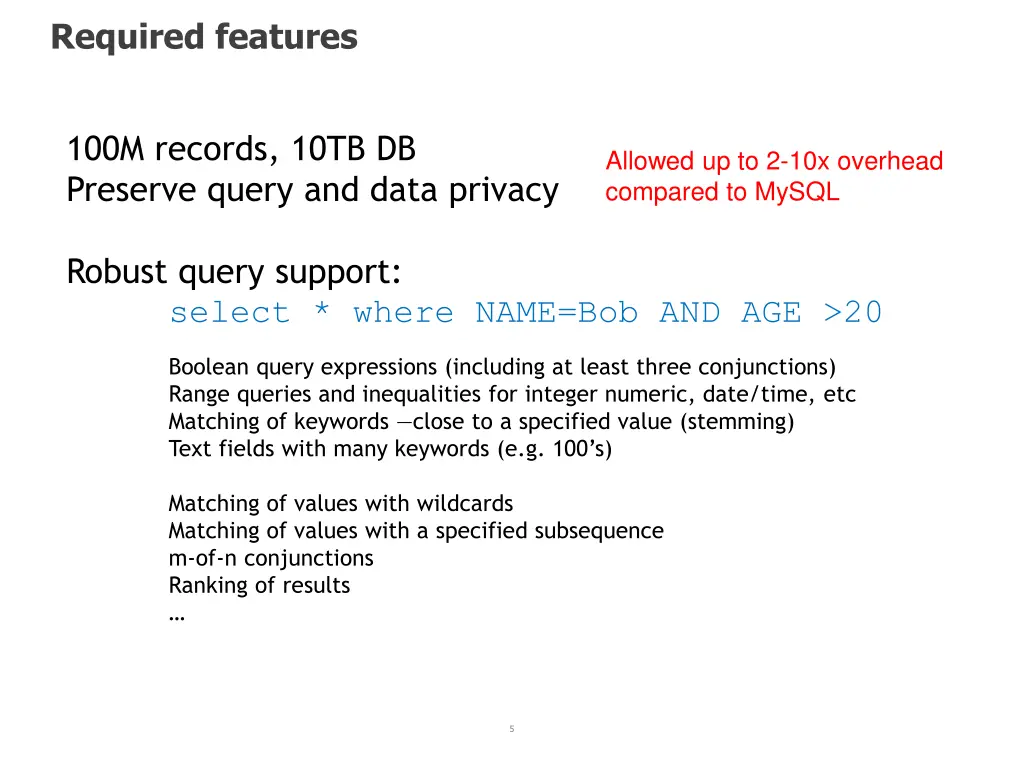 required features