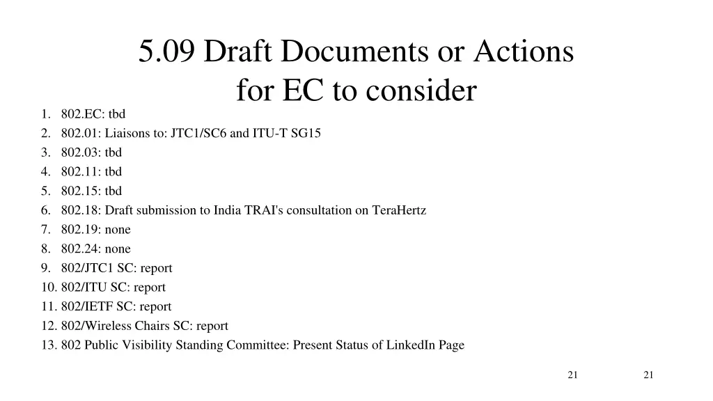 5 09 draft documents or actions for ec to consider