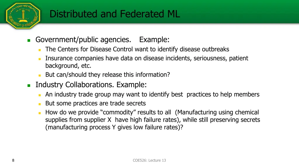 distributed and federated ml