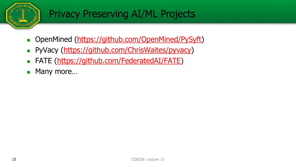 privacy preserving ai ml projects