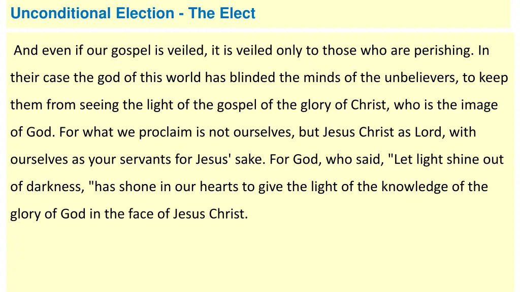 unconditional election the elect 11
