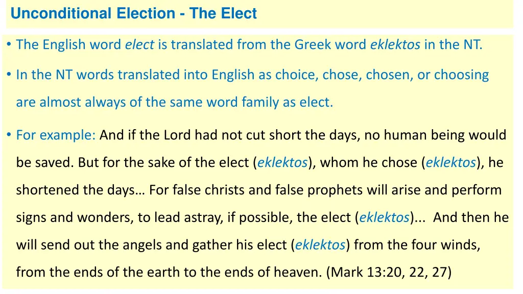 unconditional election the elect
