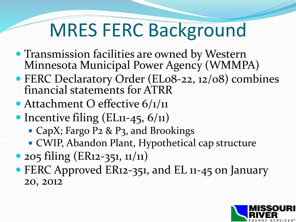 mres ferc background