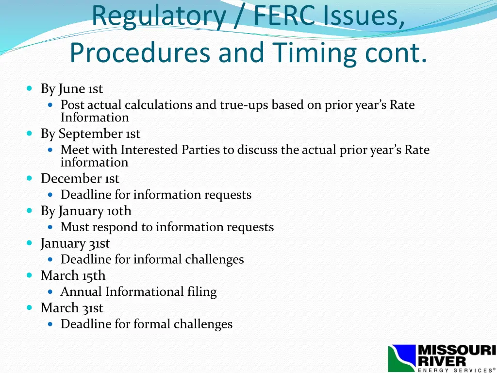 regulatory ferc issues procedures and timing cont