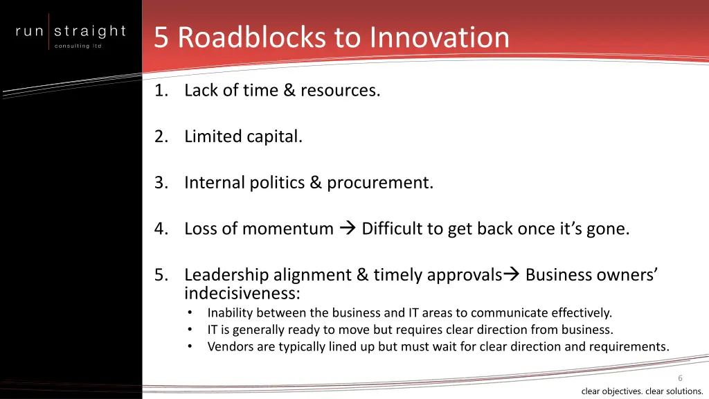 5 roadblocks to innovation