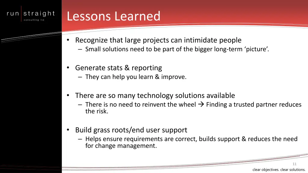 lessons learned