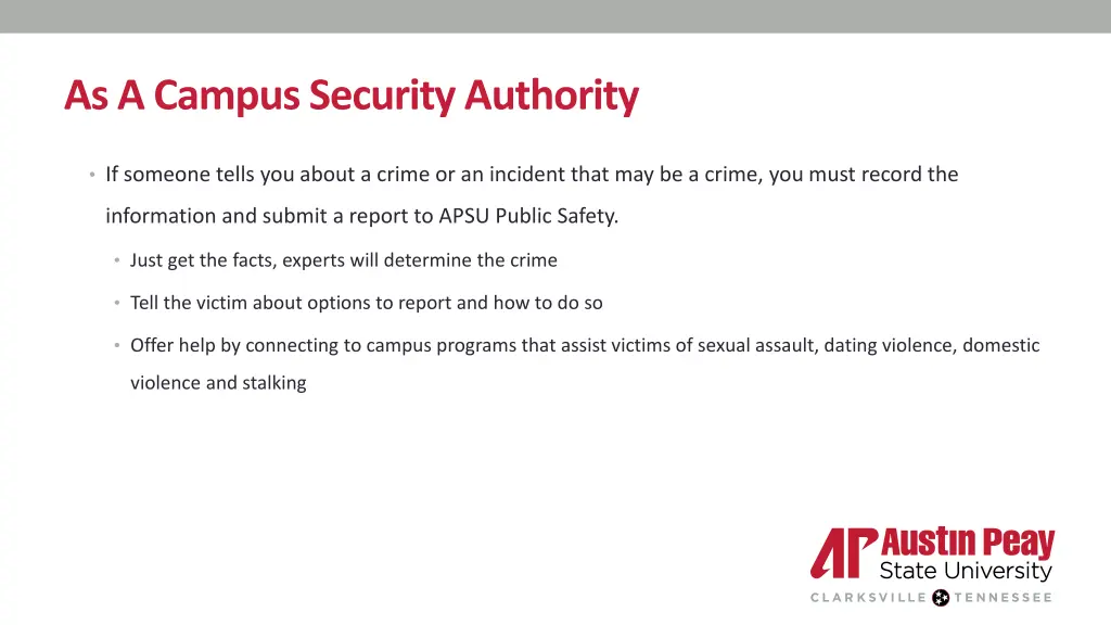as a campus security authority