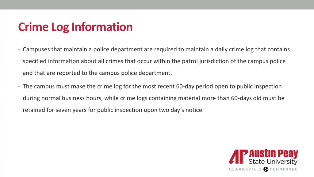 crime log information