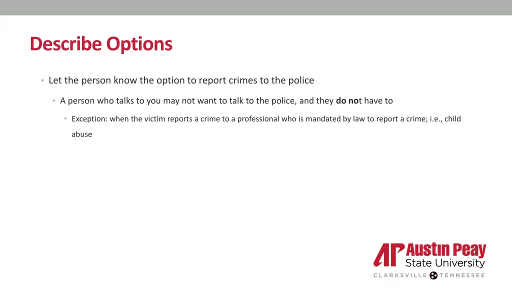 describe options