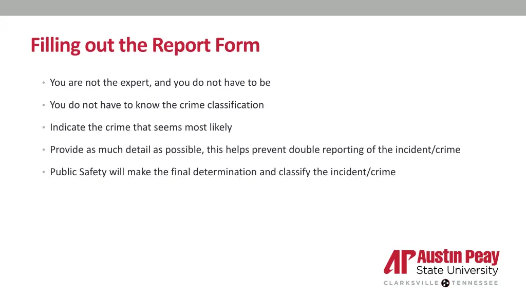filling out the report form 1