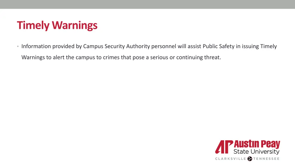 timely warnings