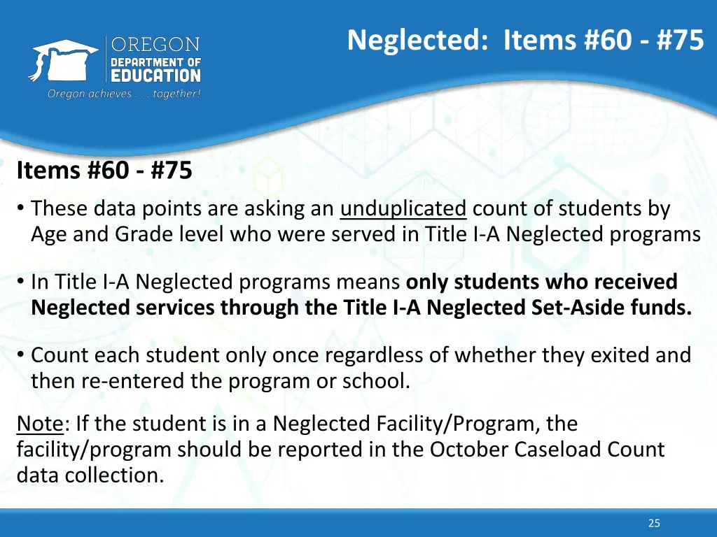 neglected items 60 75