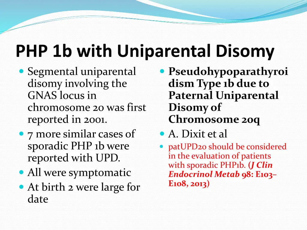 php 1b with uniparental disomy segmental