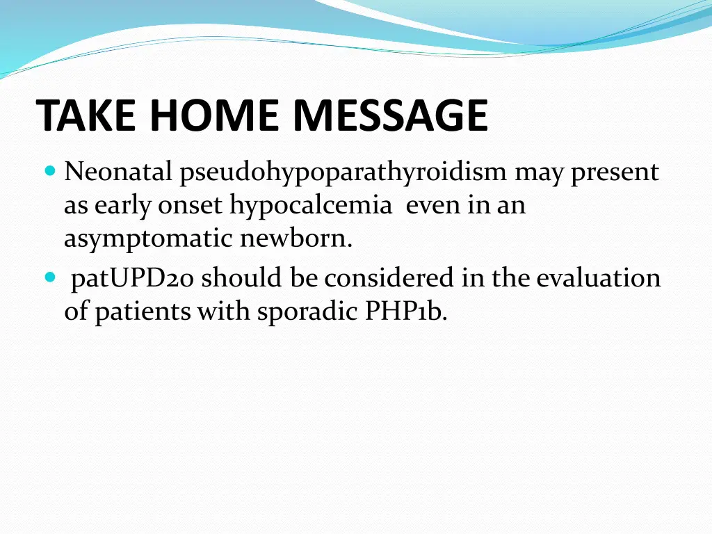 take home message