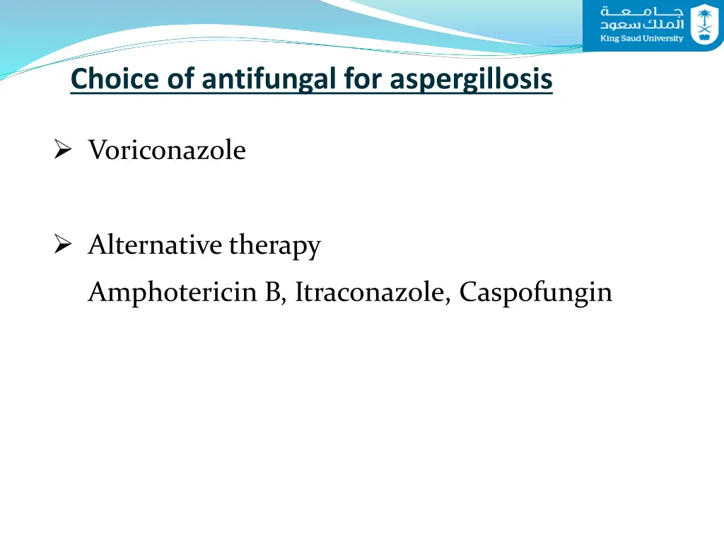 choice of antifungal for aspergillosis