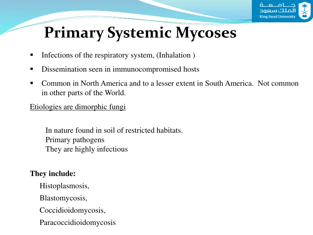 primary systemic mycoses