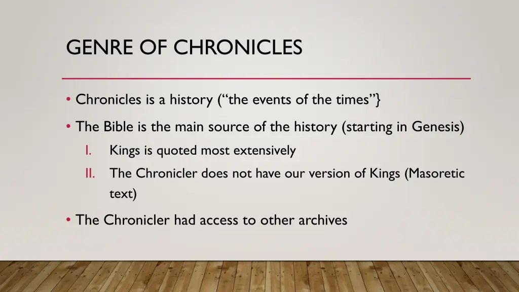 genre of chronicles
