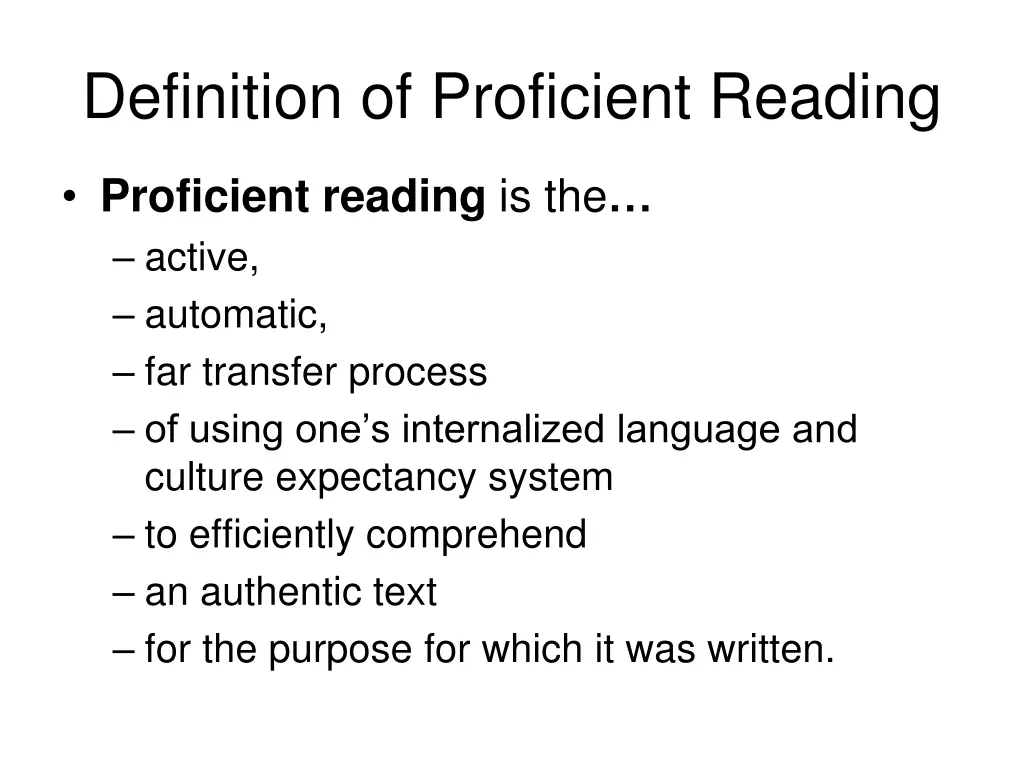 definition of proficient reading