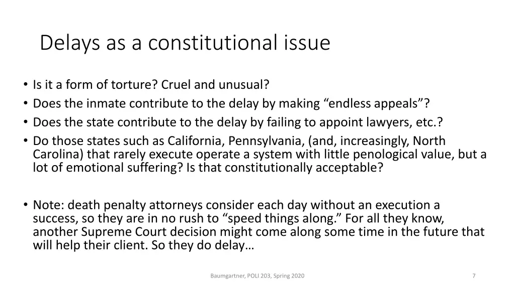 delays as a constitutional issue