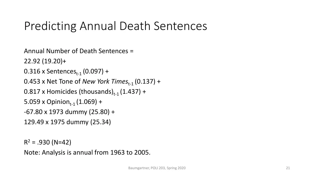 predicting annual death sentences