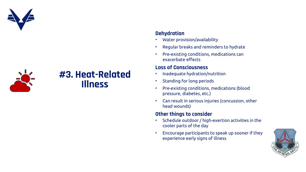 dehydration water provision availability