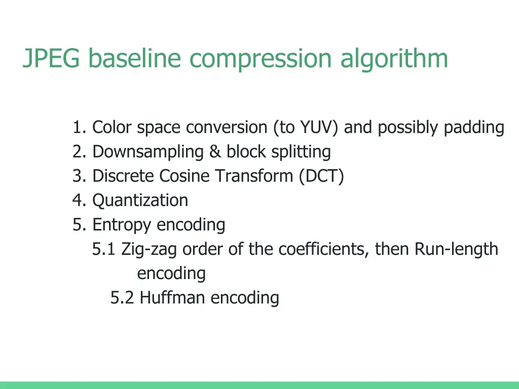 jpeg baseline compression algorithm