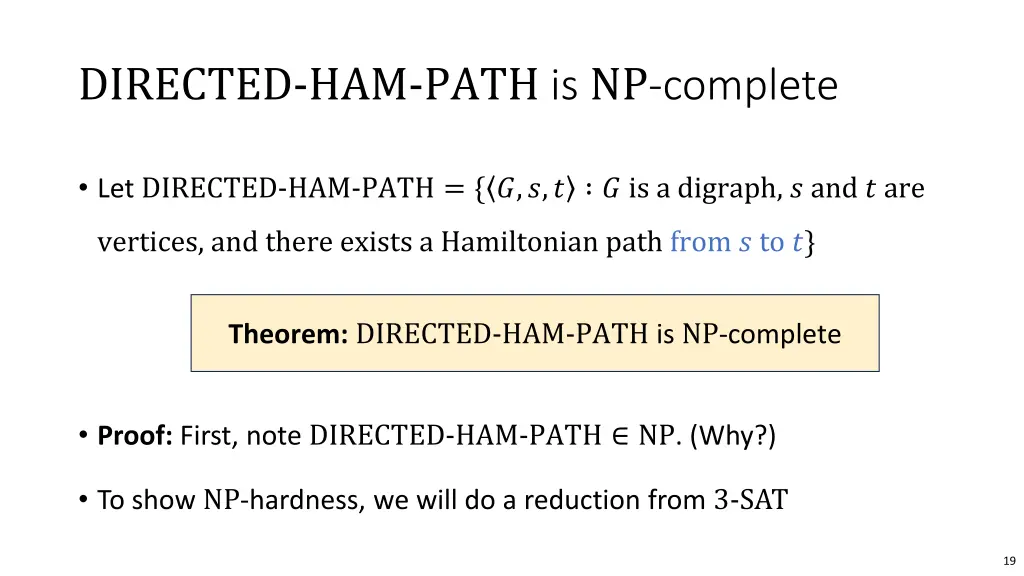 directed ham path is np complete