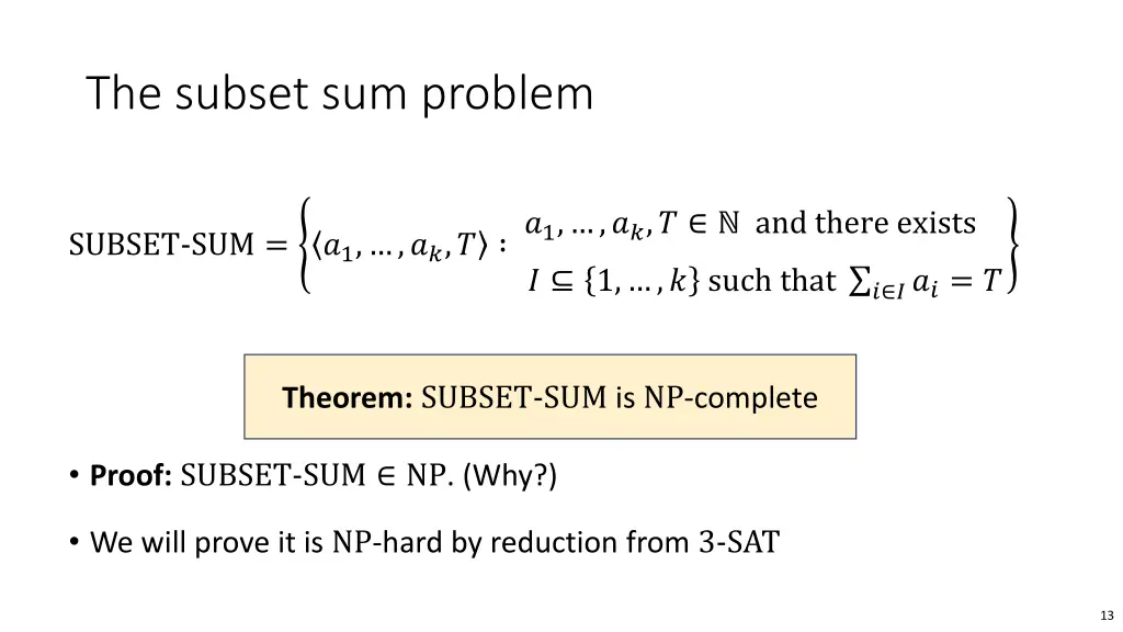 the subset sum problem
