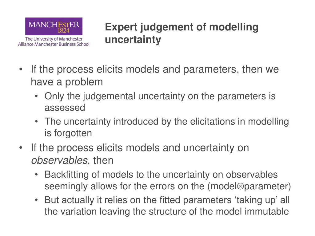 expert judgement of modelling uncertainty