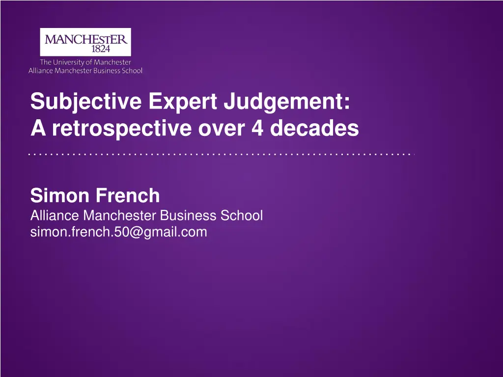 subjective expert judgement a retrospective over