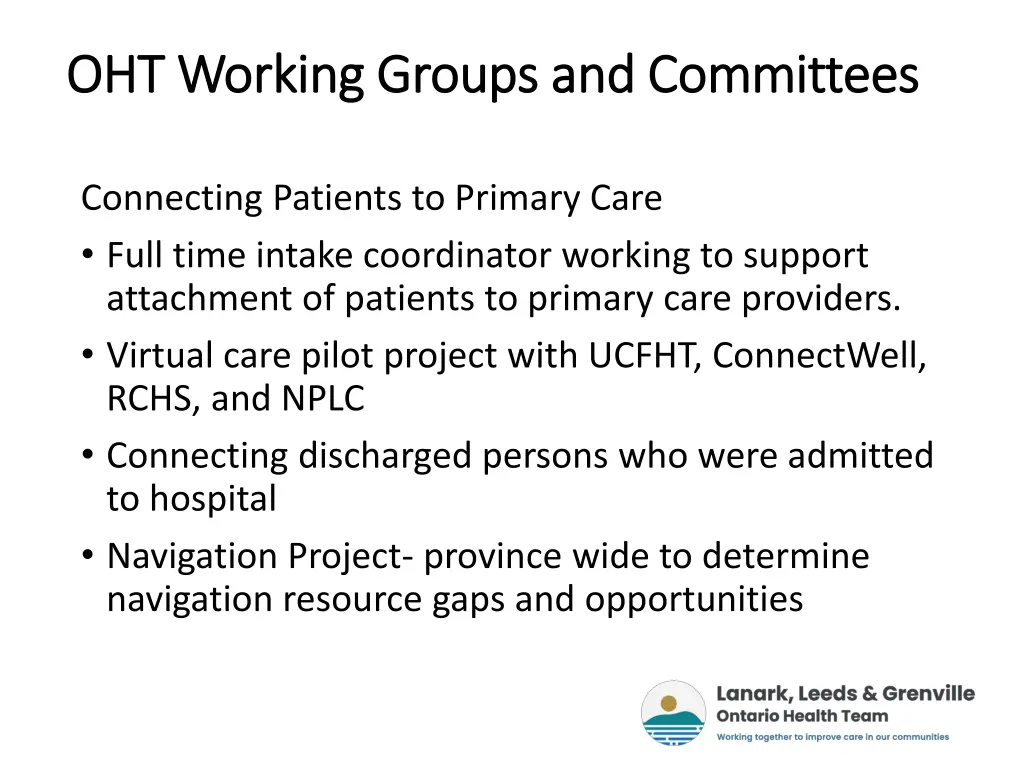 oht working groups and committees oht working 1