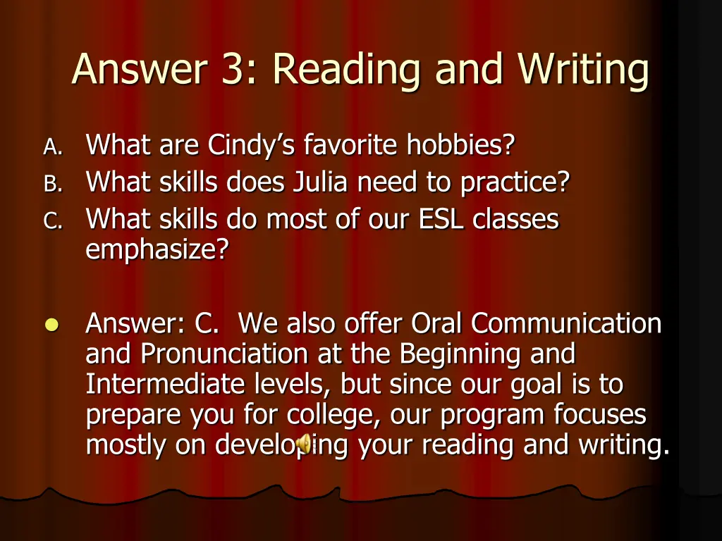 answer 3 reading and writing