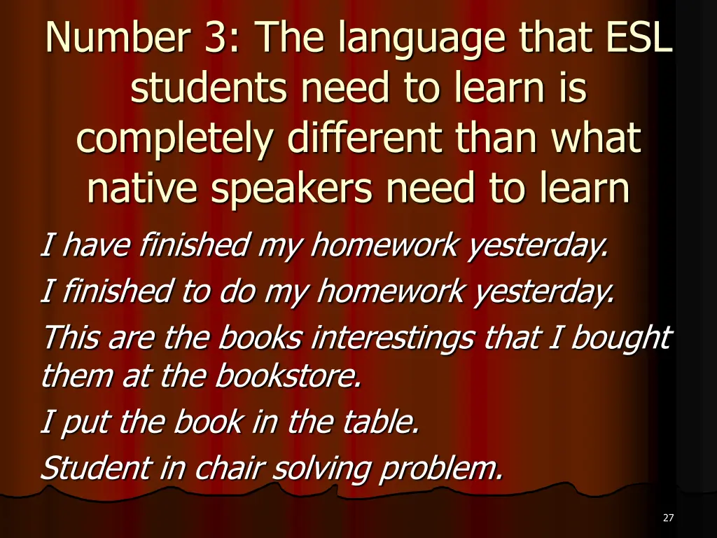 number 3 the language that esl students need