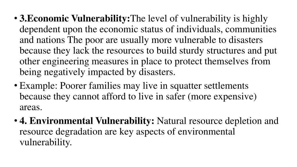 3 economic vulnerability the level