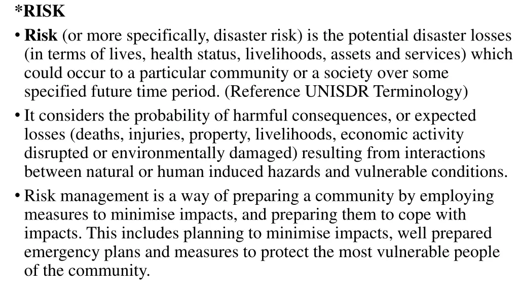 risk risk or more specifically disaster risk