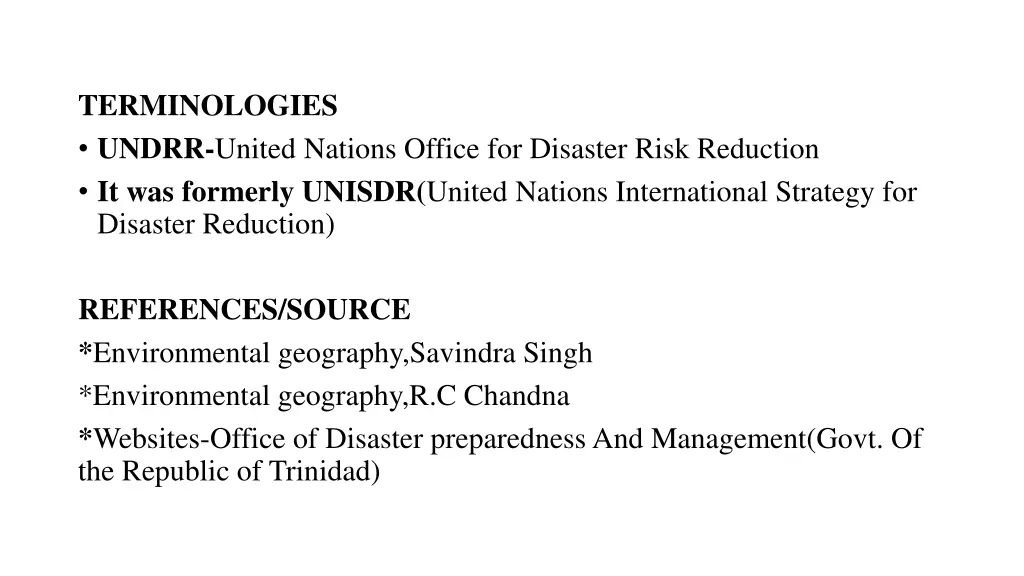 terminologies undrr united nations office