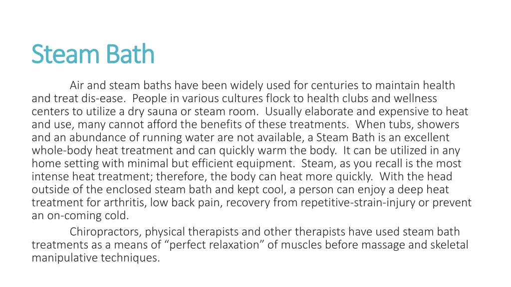 steam bath steam bath