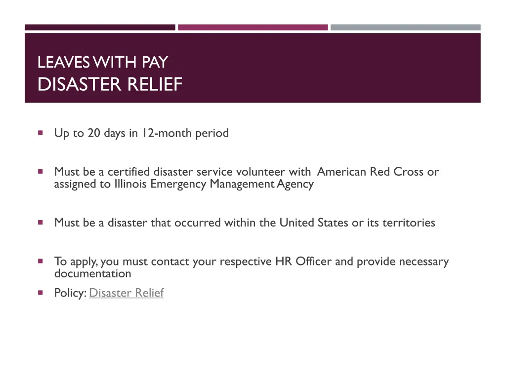 leaves with pay disaster relief