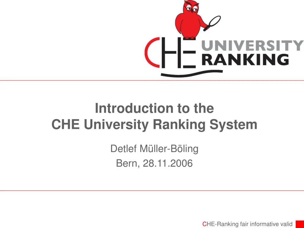 introduction to the che university ranking system