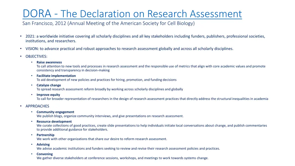 dora the declaration on research assessment