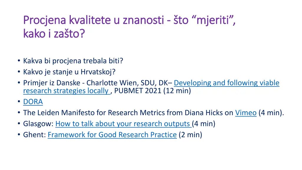 procjena kvalitete u znanosti procjena kvalitete 1