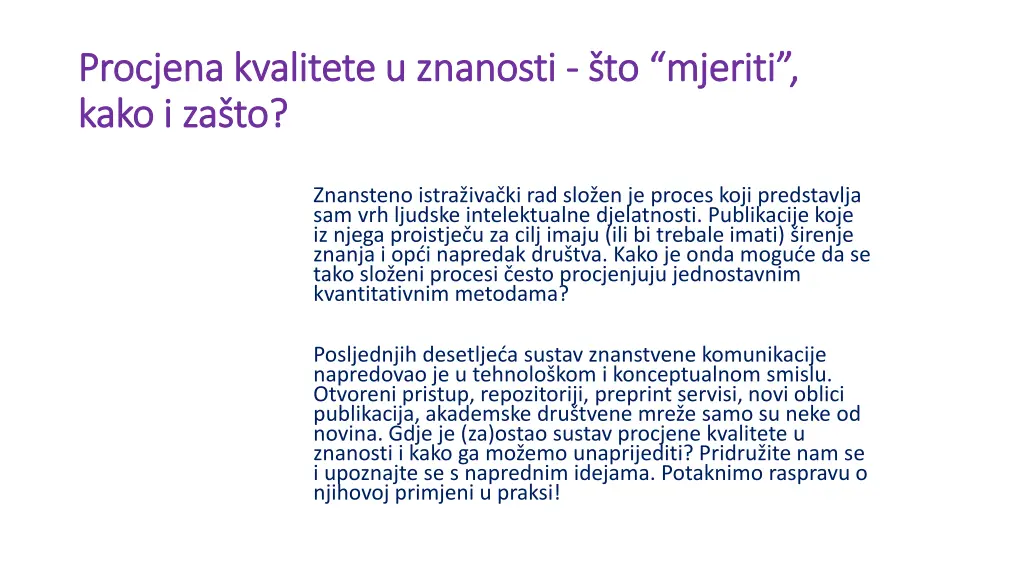 procjena kvalitete u znanosti procjena kvalitete