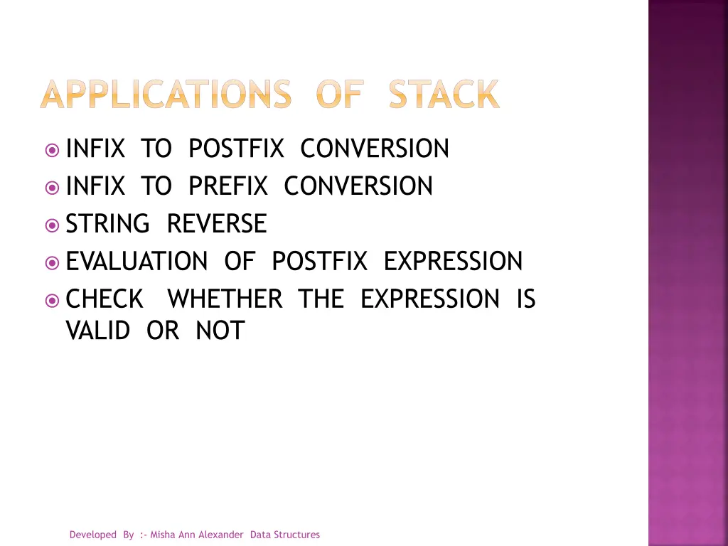 applications of stack