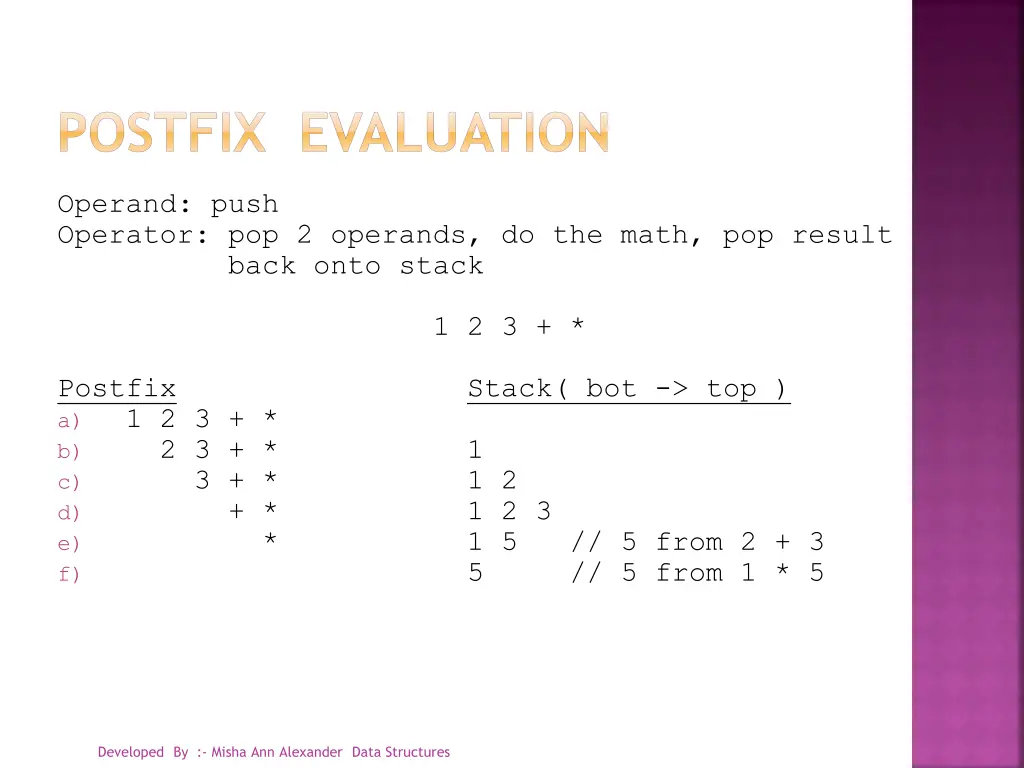 postfix evaluation