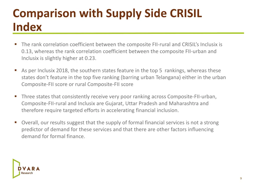 comparison with supply side crisil index