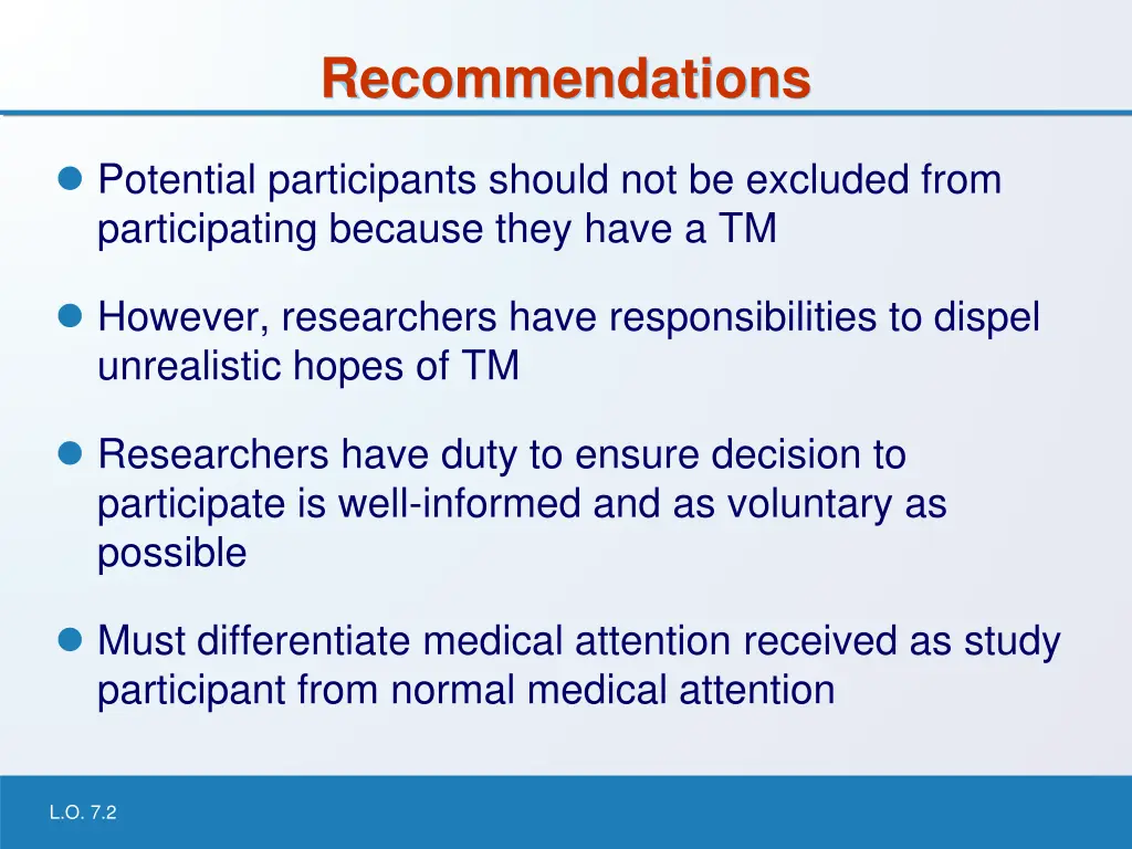 recommendations