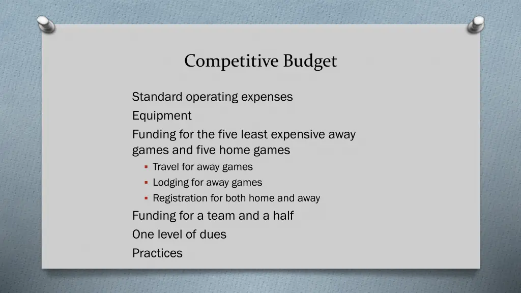 competitive budget