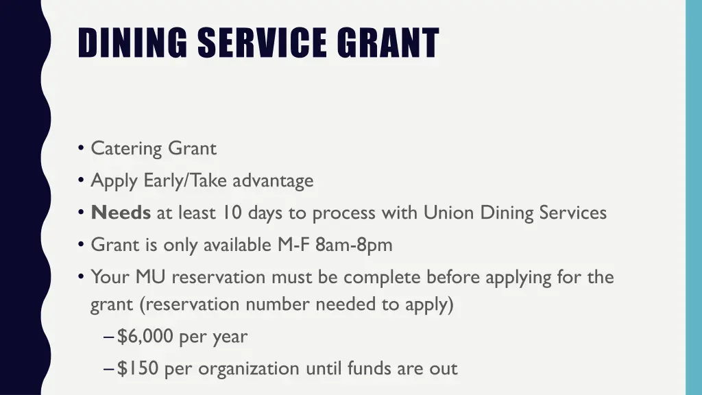 dining service grant