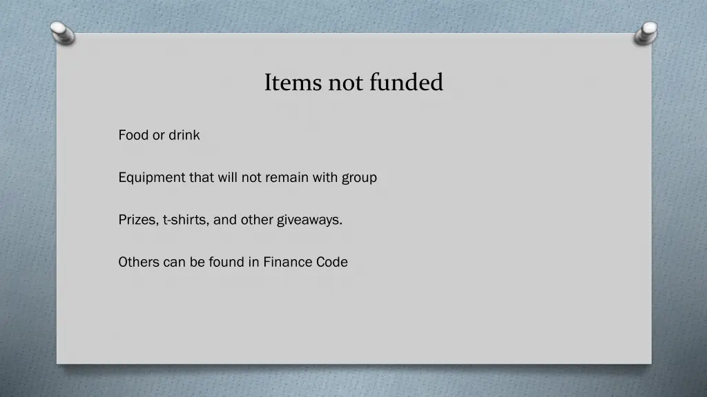 items not funded